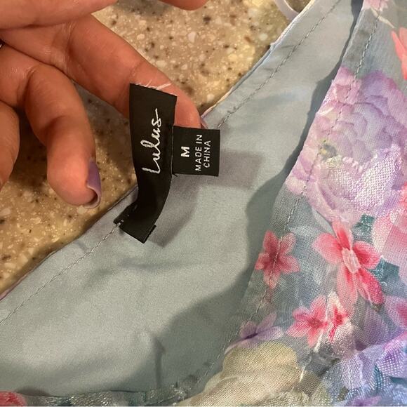 NWOT Lulus Elegant Personality Slate Blue Floral Burnout Midi Dress - Picture 9 of 10